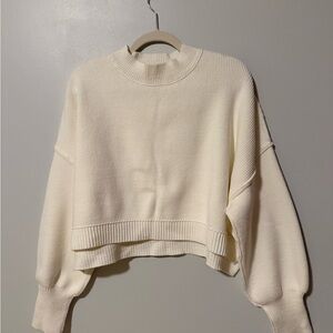 Free People White Crew Neck Sweater